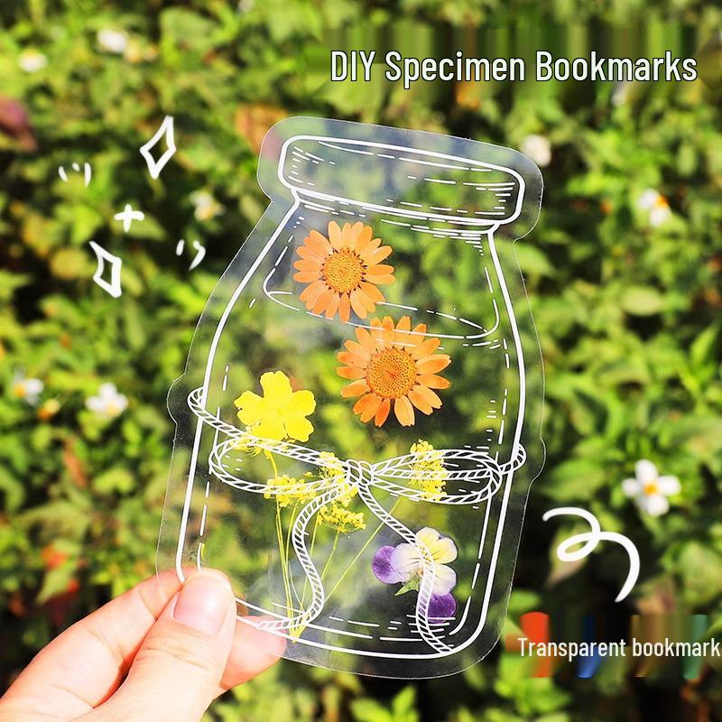 Handmade Dried Flower Bookmarks with Transparent Leaves - Creative Spring Collection