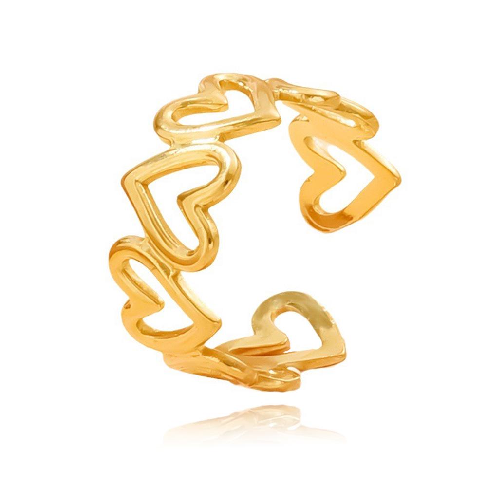 Adjustable Heart-Shaped Titanium Steel Ring - Fashionable Non-Fading Stainless Steel Jewelry for Women