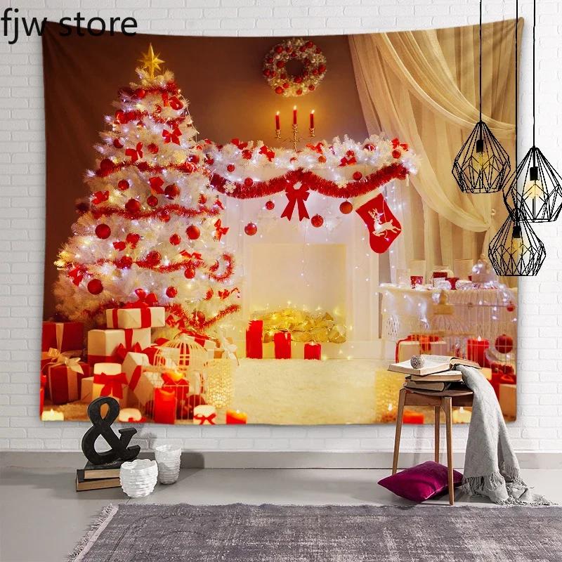 Рождественский Новый год Декор Гобелен Дерево Печь Свеча Настенная Живопись Комната — фото 18