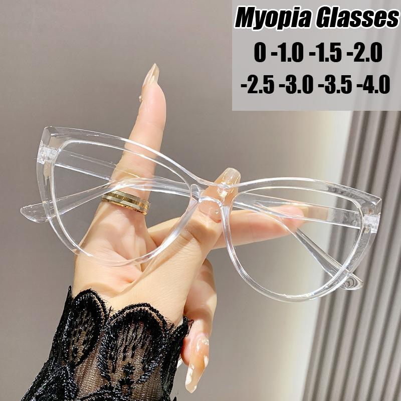 Ladies Myopia Glasses Vintage Anti Blue Light Women Men Near Sight Eyewear Cat Eye Frame Finished Prescription Minus Eyeglasses