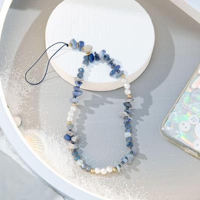 Trendy Taş Inci Boncuk Cep Telefonu Zinciri Kadın Kızlar Cep Telefonu Askısı Anti-Kayıp Kordon Asılı Kordon Takı Bilezik Anahtarlık