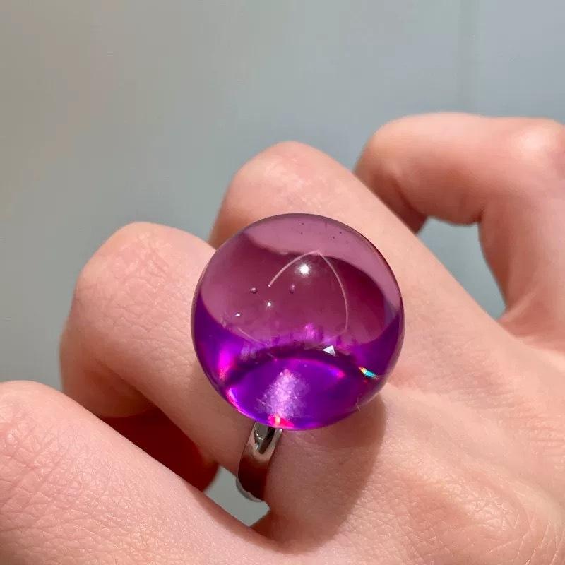 

Korean Creative Transparent Colorful Geometric Ball Resin Fnger Ring Sweet Y2K Large Acrylic Round Ring Jewelry For Women Girl