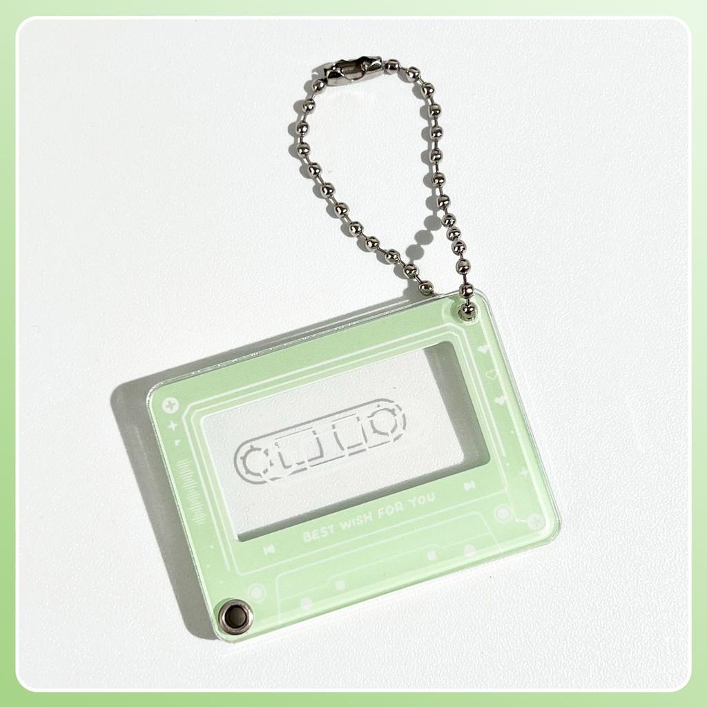 Music Player Photo Frame Keychain Acrylic Slide 1 Inch Photo Organizer Photocard Case Hanging Pendant for Bag
