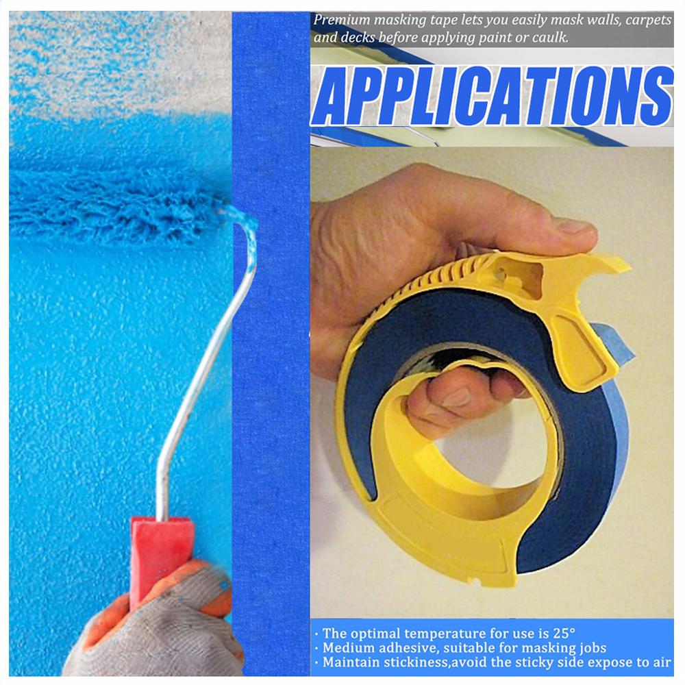 Painter Masking Tape Dispenser Machine Blue Adhesive Tape with Yellow Tape Cutting Tool for Repair and Beautify Crack in Tile