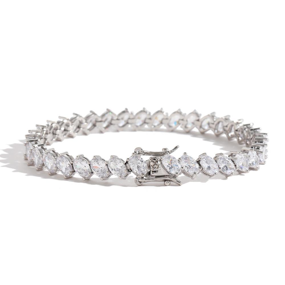 Luxury Micro Pave Setting High Quality Zircon Hip Hop Tennis Chain Bracelet Women 18K Gold Plated Jewelry