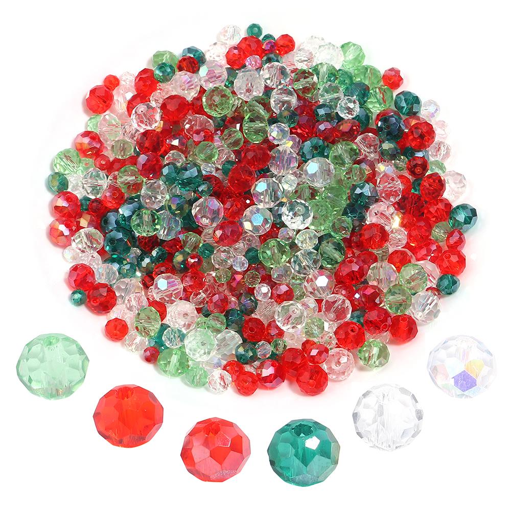 100-200pcs/lot 4 6 8mm Transparent Colorful Glass Beads Faceted Crystal Glass Beads Round Flat Loose Beads For Jewelry Making