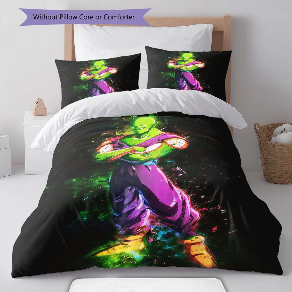 DBZ Decor Pattern Bedding Quilt Set Quilt Cover Pillowcase Home Decoration Birthday Gift (1 * Duvet Cover + 2 * Pillowcase, Without Core)