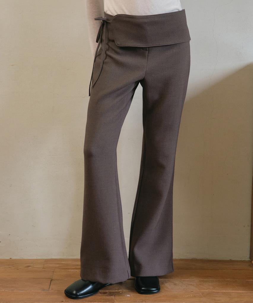 Aueonoseuteljia Waist Wrap Slim Boots Cut Pants_Brown(O25-Pt10)