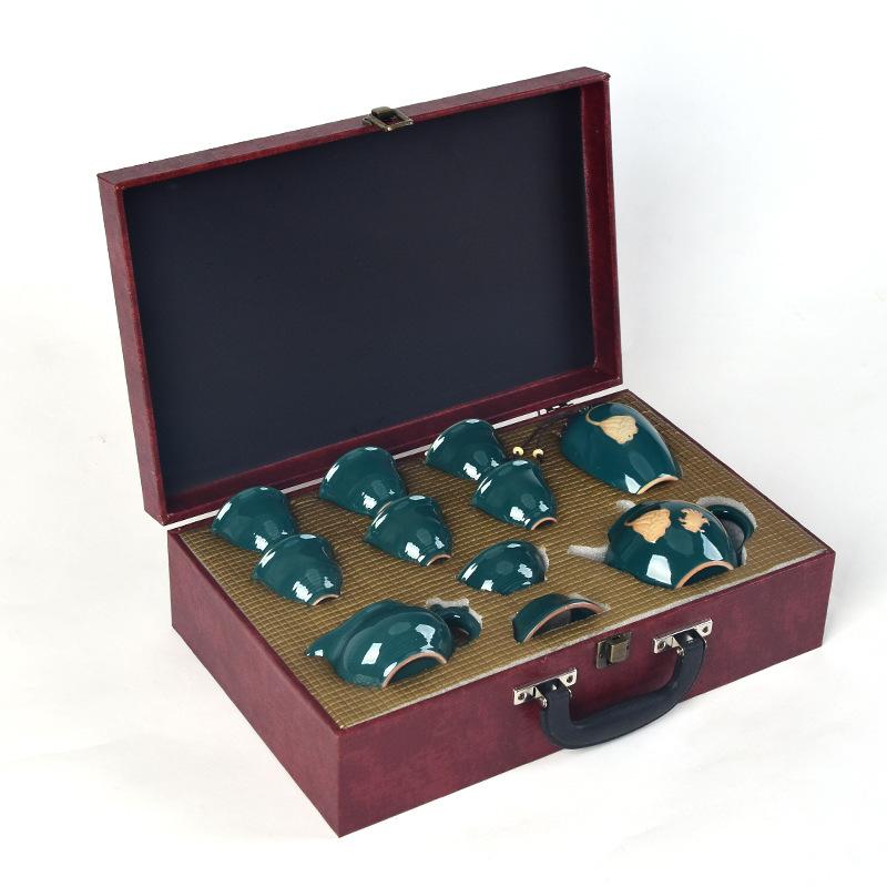 High-end Relief Cup Ceramic Fu Tea Set Household Kung Fu Porcelain Lotus Office Reception