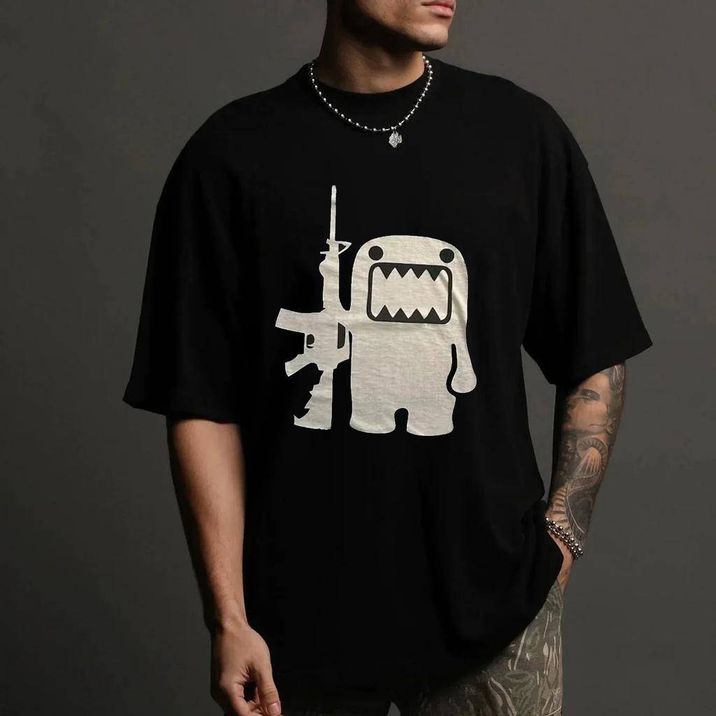 Men Woemn Retro Domo Kun Gun Cartoon Printed Cotton Travel TShirt for Men Women Mascot Fashion Casual Loose Short Sleeve