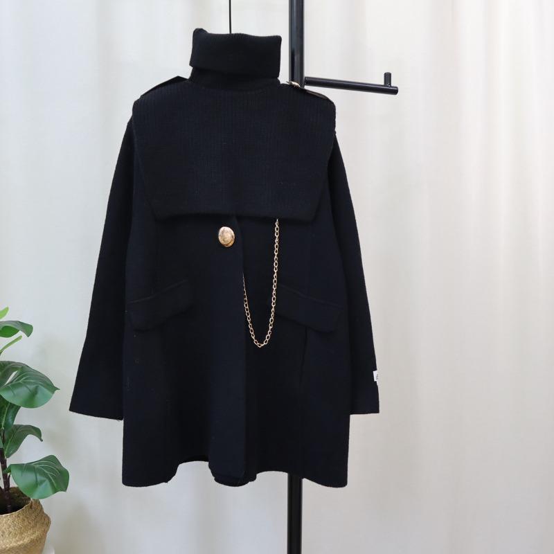 2025 autumn and winter new removable shawl knitted double-sided woolen coat cardigan two-piece set femininity sweater jacket