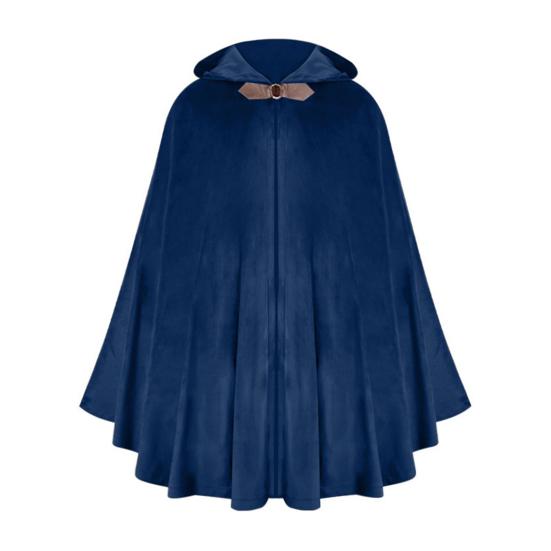 Sametový plášť s kapucí Kovová kruhová dekorace Retro styl Halloween Cosplay Šál Tajemný slavnostní kostýmní doplněk