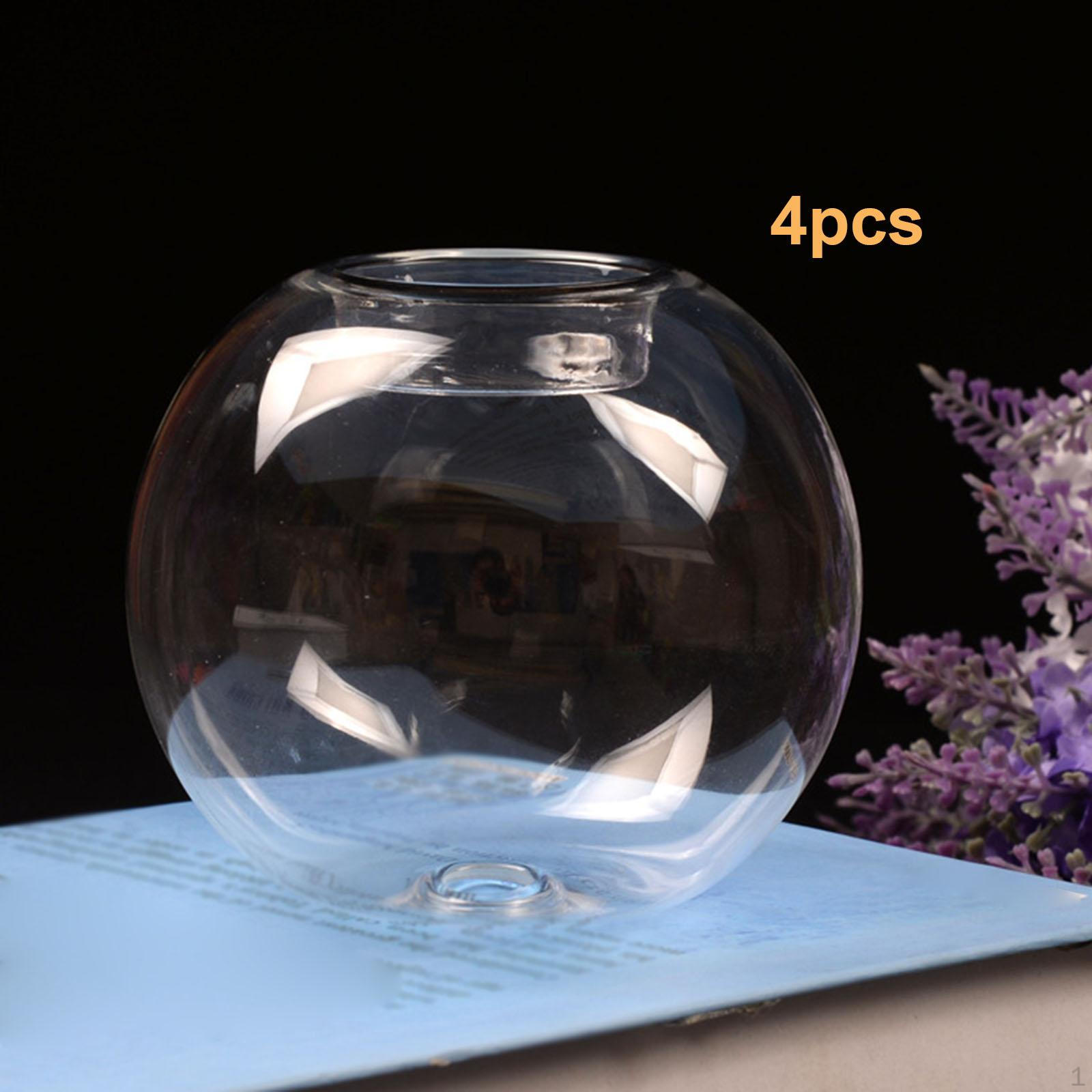 

4 Pieces Glass Candle Holder, Tea Light Creative 12cm Dining Table Transparent Votive