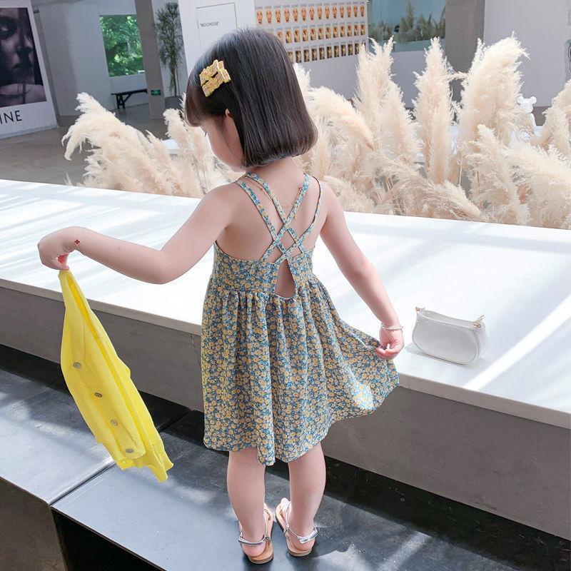 Children's Halter Floral Beach Dresses Casual Princess Dresses