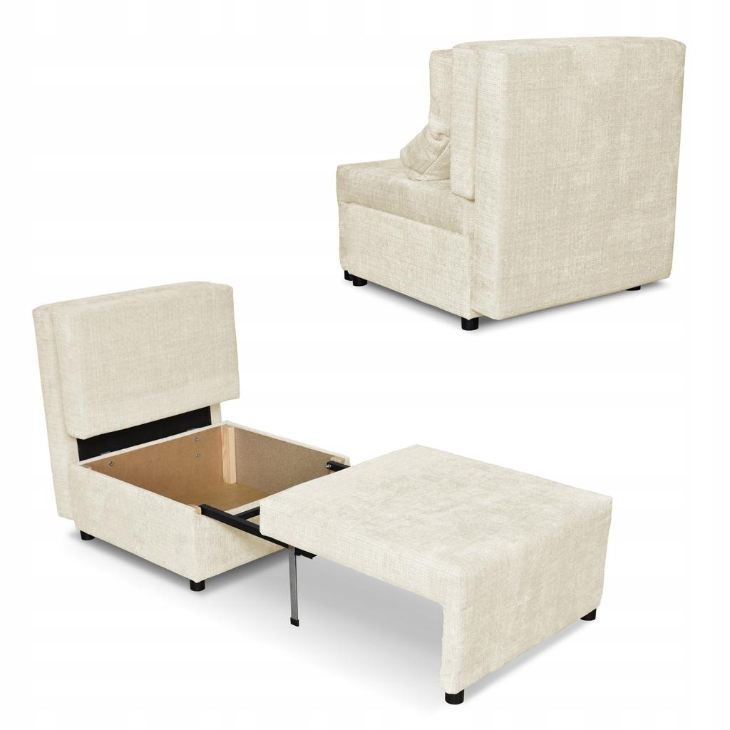 Fold-out Armchair with Sleeping Function KIMO Bedding Container Ramona Beige