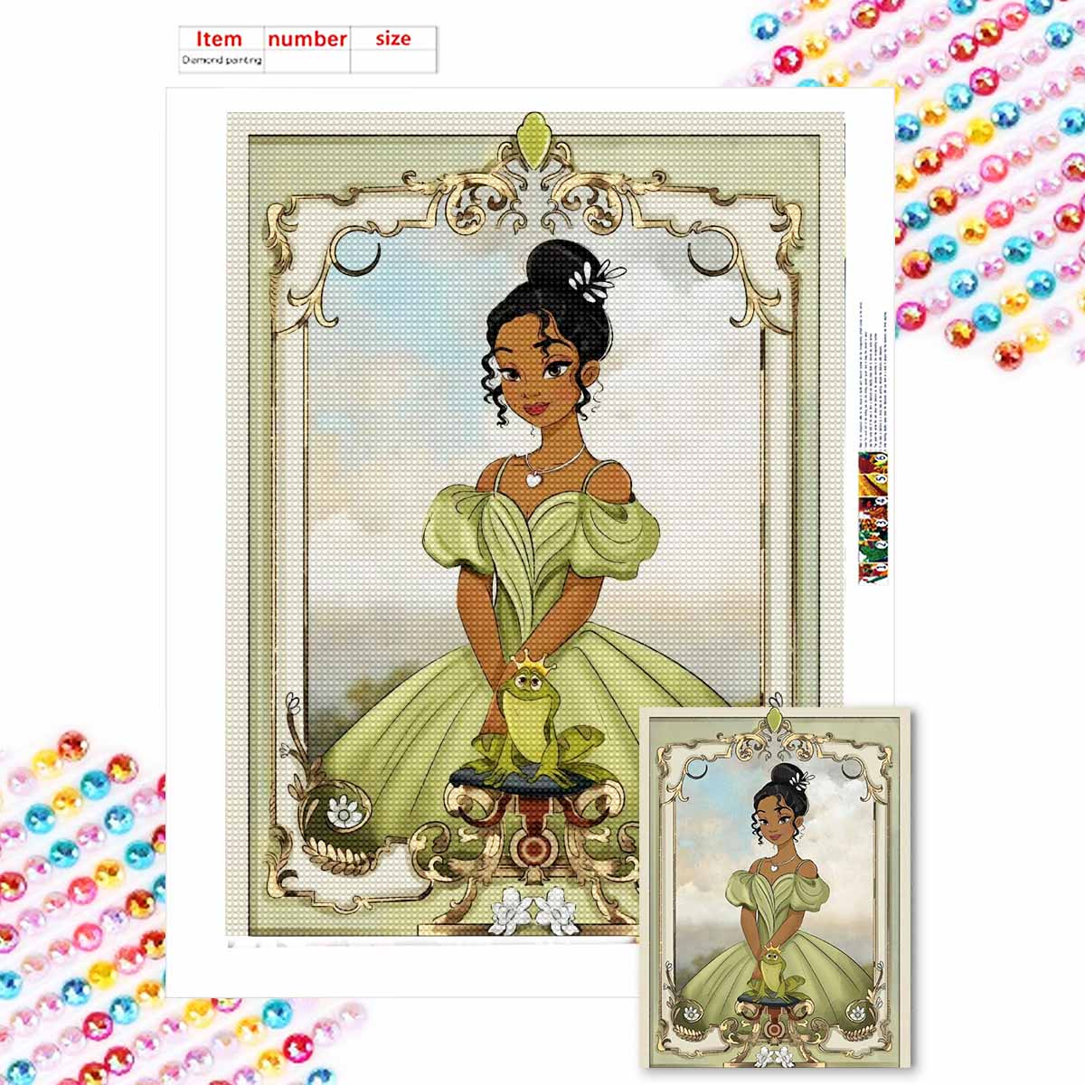 

Алмазная живопись своими руками Лягушка и принцесса Набор для вышивания крестиком Мозаичное искусство Алмазная живопись Полная выкладка Алмазное украшение для дома Round 20x30cm