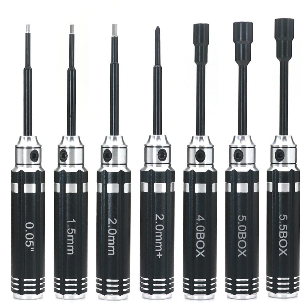 For Trax Trx4m Axial Scx24 Fms Fcx24 1/18 1/24 Rc Mini Crawler Car  7pcs Short Handle Nut Driver Hex Screwdriver Tools Kit