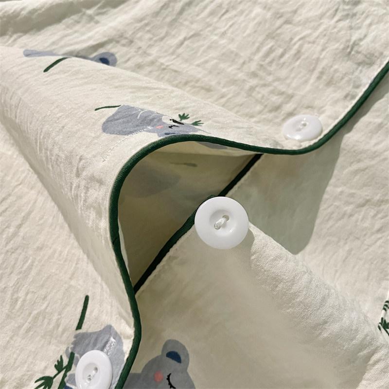 Women's Faux Cotton Pajamas Set Summer Cute Sleepwear 2 PCS Short Sleeve Tops and Shorts Soft Casual Cute Bear Printing Outfits