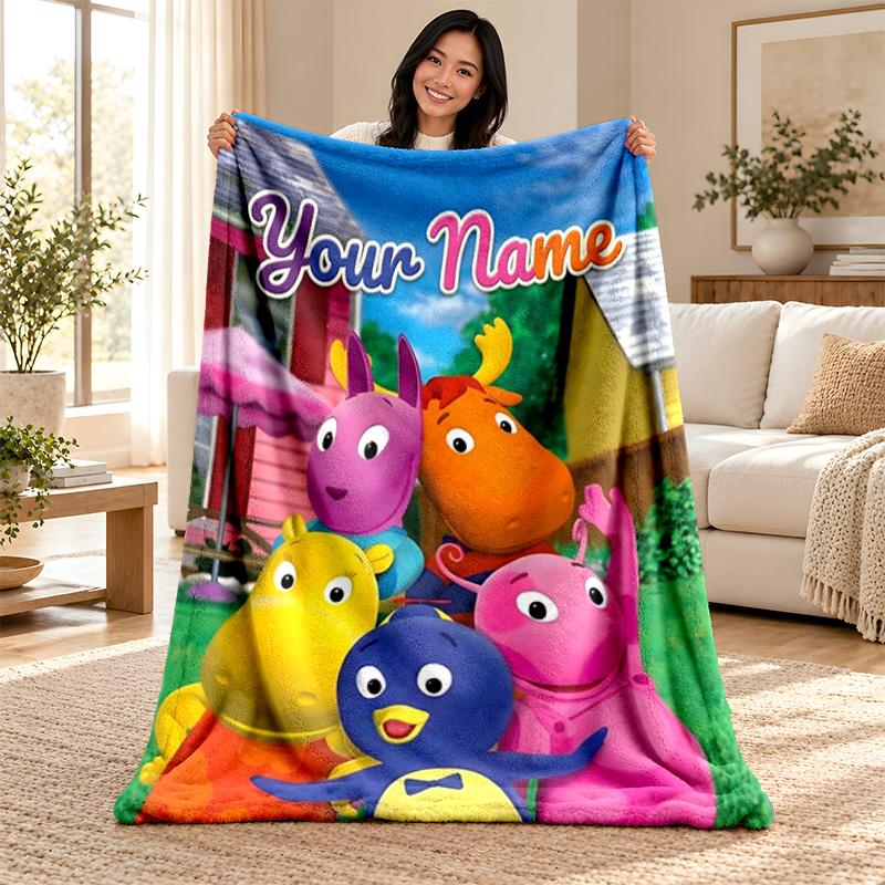 Backyardigans Custom Name Fleece Blanket Personalized Soft Cozy Throw Blanket Customized Gift for Birthday Christmas