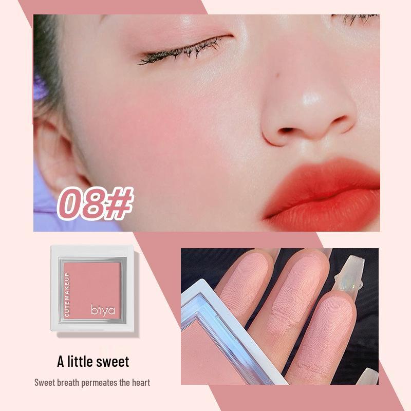Biya Cute Face Makeup Blush Highlighter: Potato Texture, No Fall-out, Good Color Payoff, 3D Brightening, Matte Contour Powder Compact.