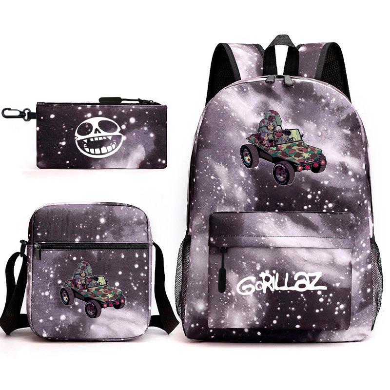 British virtual band trend heat transfer, primary and secondary school students schoolbag Gorillaz children's starry sky three-piece set, teenagers