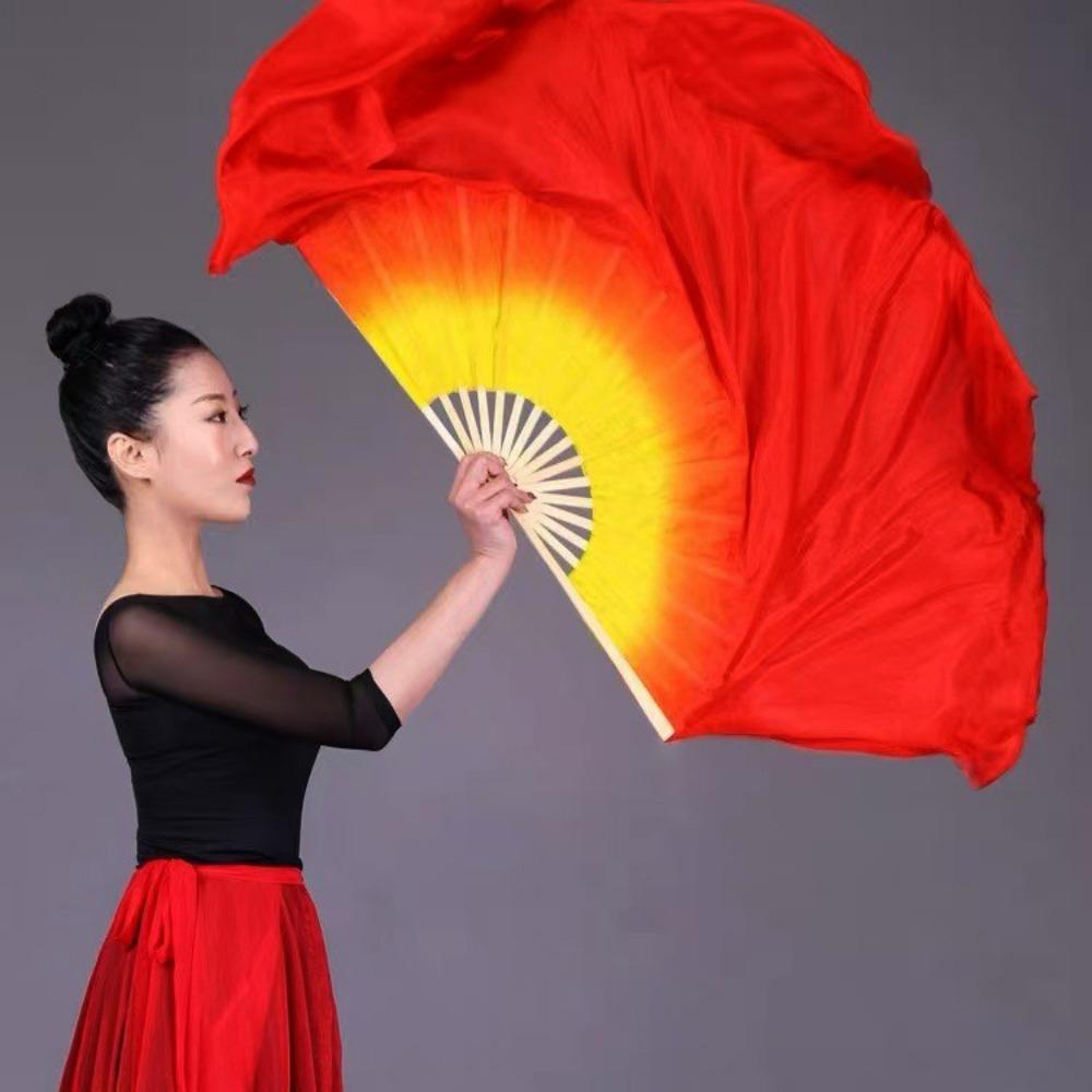 26/31cm Bamboo Chinese Short Bellydance Fan Hand Dye Adults Fan  Veil Pairs Yangko Dance Tools