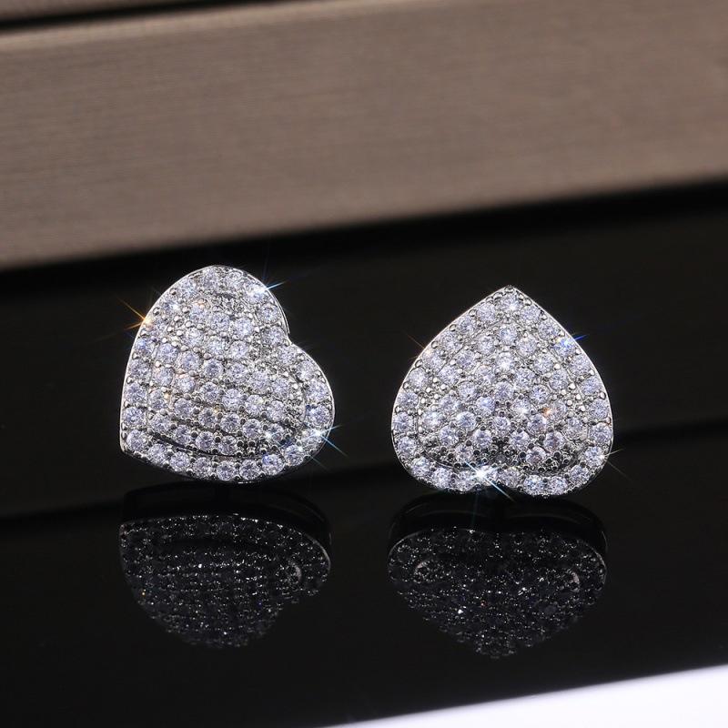 Super flash platinum OL micro-inlaid zircon love women s stud earrings femininity full of diamond zircon earrings