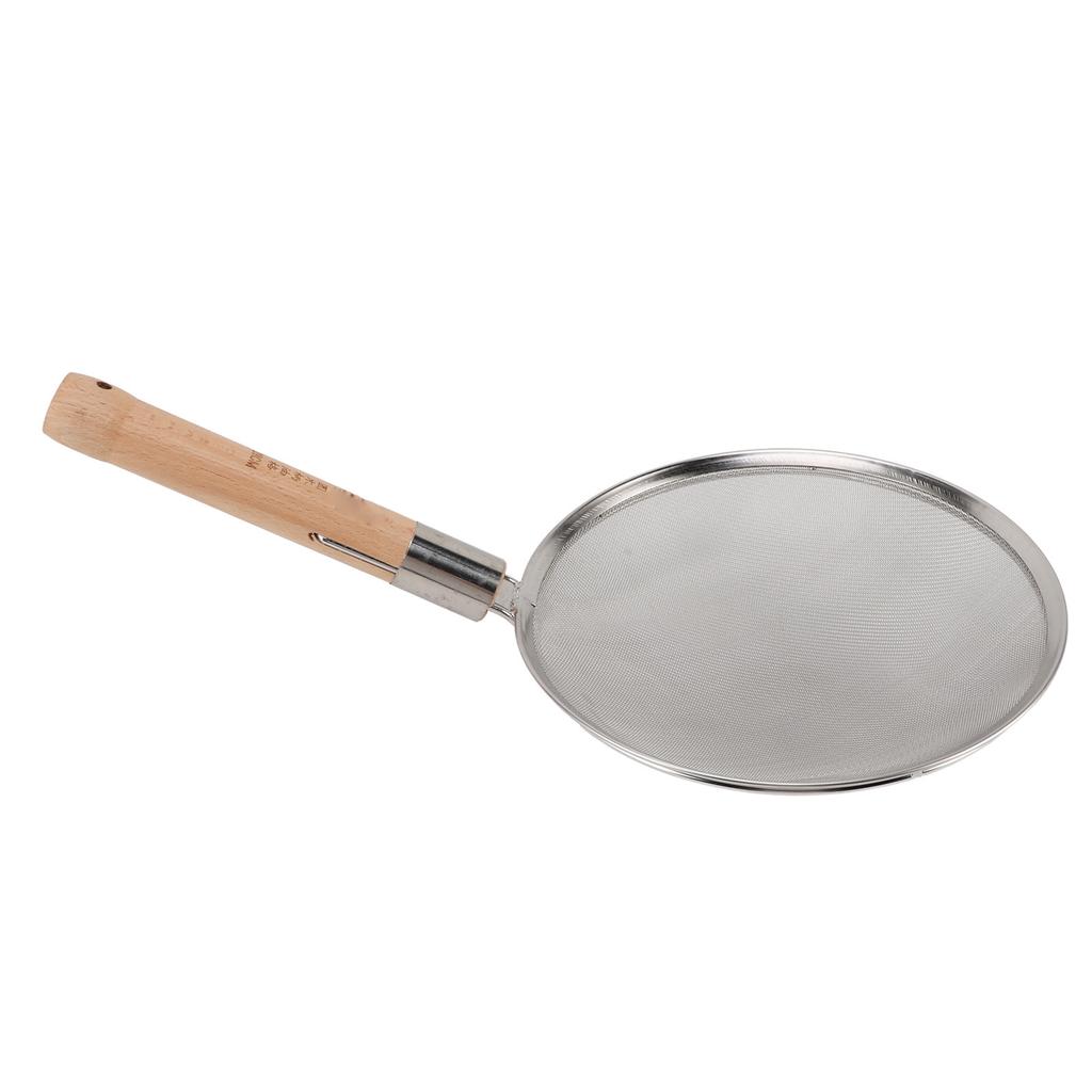 Fine Mesh Skimmer Spoon with Wooden Handle 304 Stainless Steel Lightweight Portable Large Slotted