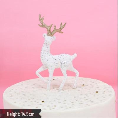 ZISIZ Glitter Crystal Deer Cake Topper for Christmas & Birthday
