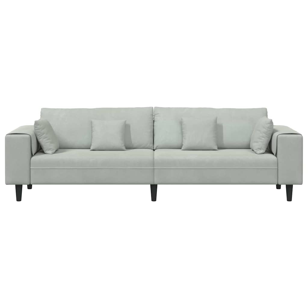 Sofa Light Grey 250 X 77 X 76 Cm Velvet