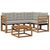 Outdoor Sofa Set with Cushions 5 Pcs Natural and Light Grey