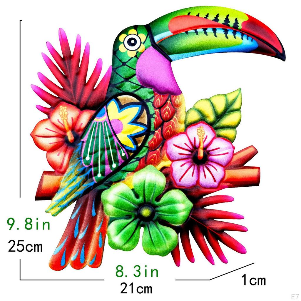 Creative Parrot Wall Art Sculpture Hanging Decor Ornament Metal for Living Room Home
