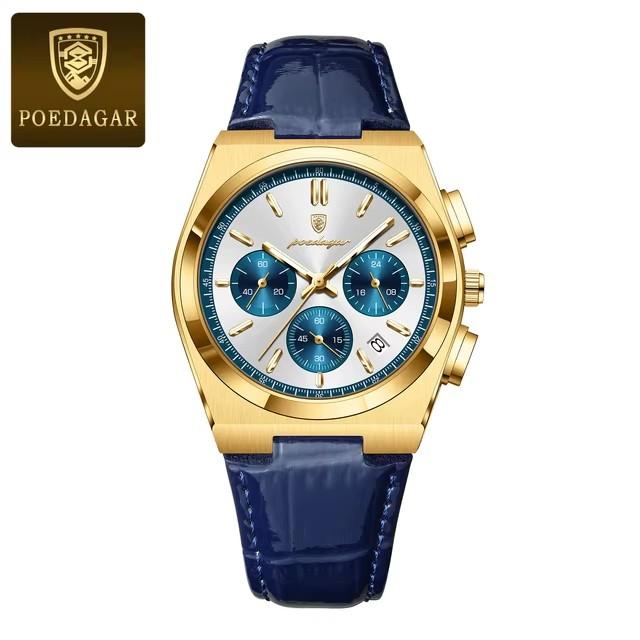 POEDAGAR 970 Custom Logo Watch Leather Sports Man Wristwatches Waterproof Bracelet Quartz Men's Watches Reloj Relojes Hombre