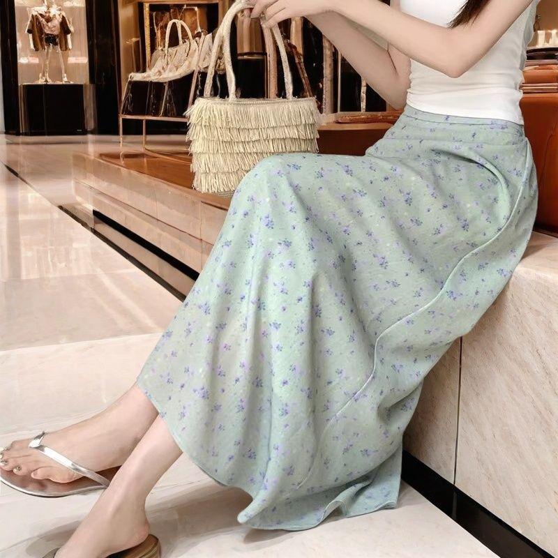 

Шифоновая летняя миди-юбка с цветочным принтом для женщин - Стильная юбка-полусолнце с цветочным принтом и высокой посадкой S