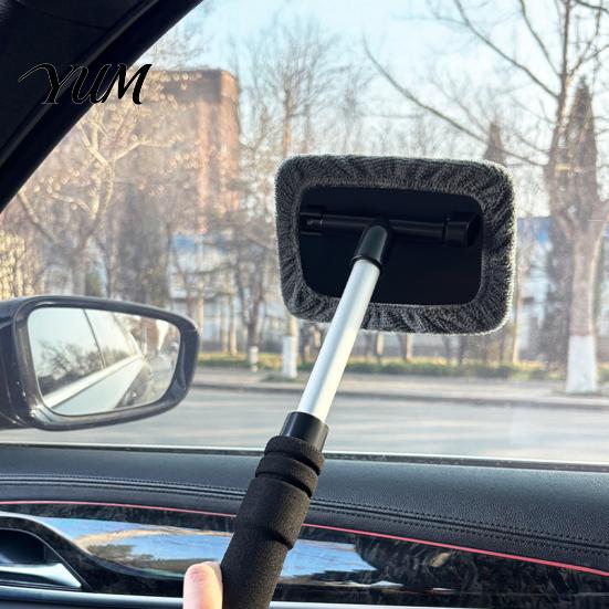 Rotating Head Glass Wiper Car Windshield Cleaner with Retractable Handle & Microfiber Pads, Auto Fog And Dust Removal Tool Cleaning for SUVs