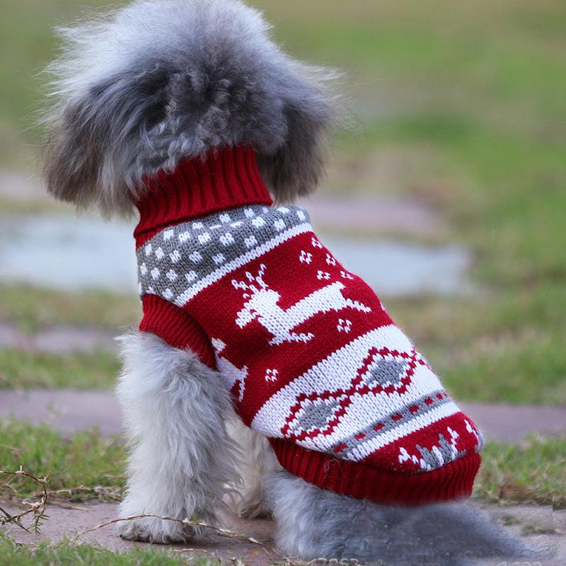 Festive Reindeer & Snowflake High Neck Sweater for Dogs & Cats