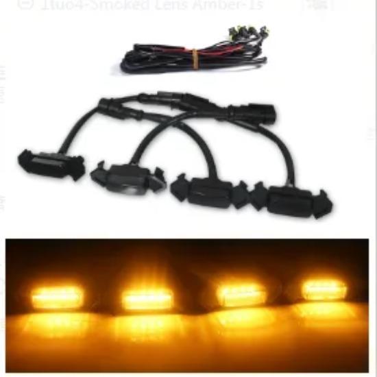 Universal 4PCS Car Front LED Grille Strobe Light Warning Daytime Running Lamp Grill Light Eagle Eye Lamp for Offroad White Amber