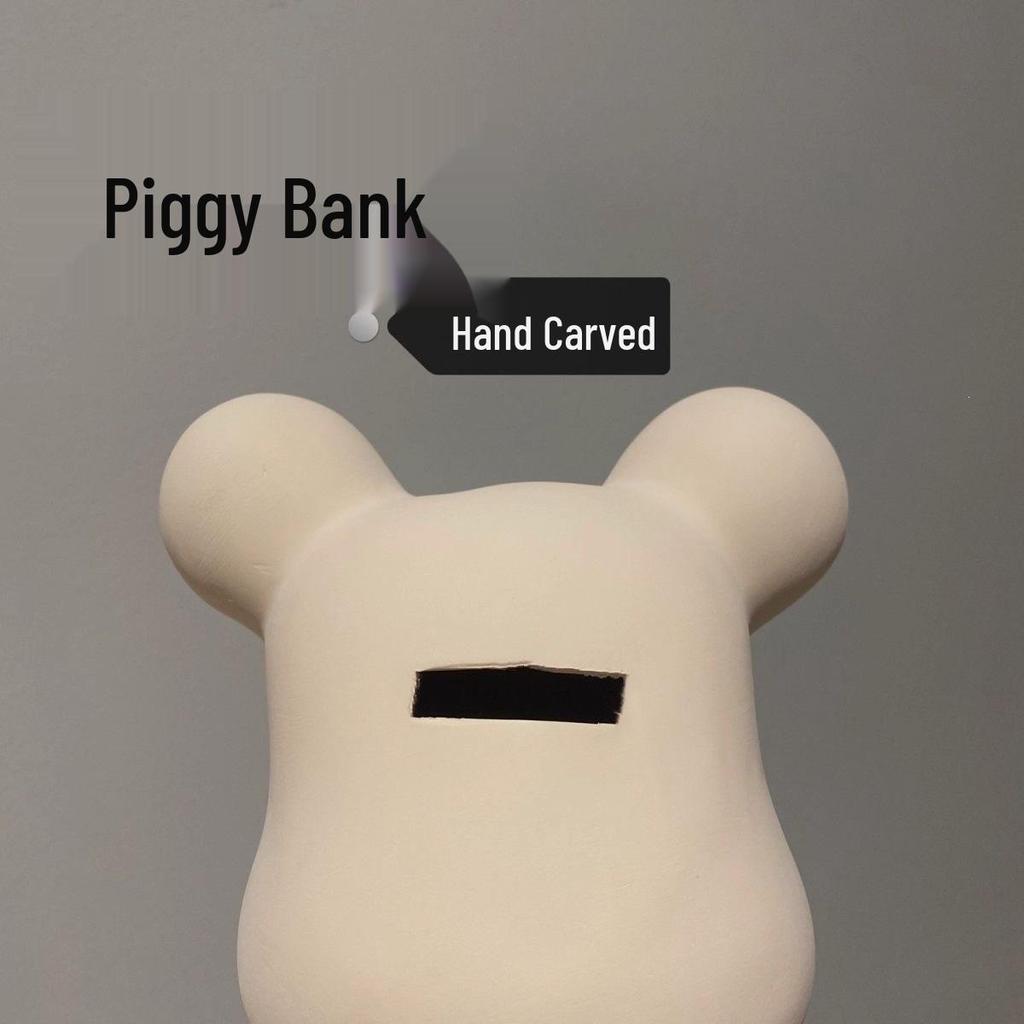 Cartoon Bear Piggy Bank: Creative Modern Ceramic Ornament for Living Room