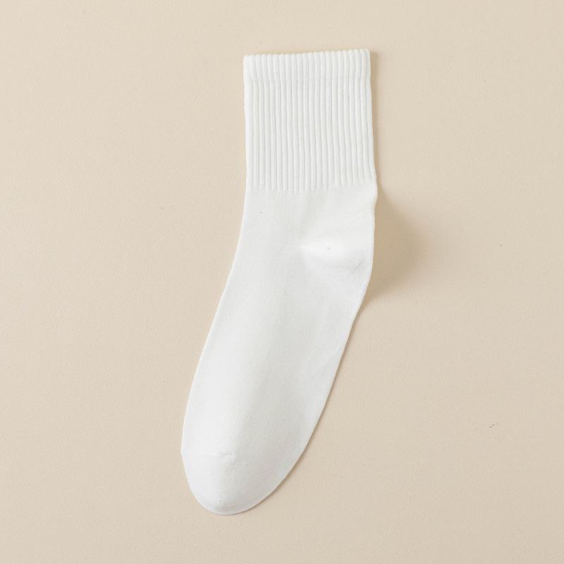 Antibacterial, Breathable Mid-Calf Socks: Sweat-Absorbent, Casual, Versatile, Over-the-Knee Solid Color for Autumn/Winter