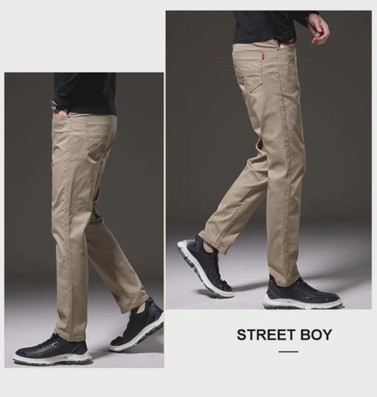 Pánské elastické ležérní rovné kalhoty na jaro a podzim 2023 - Střih pro střední věk