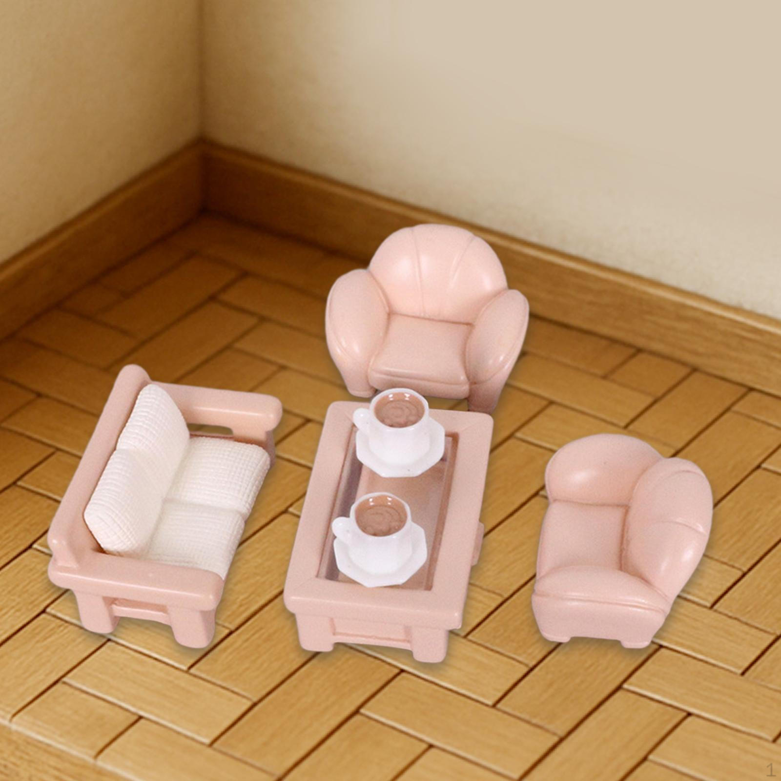 

Набор кукольной мебели Хобби и ремесла, Игрушка для ролевых игр, Миниатюрный диван Чайный столик Игрушки для девочек 6PC