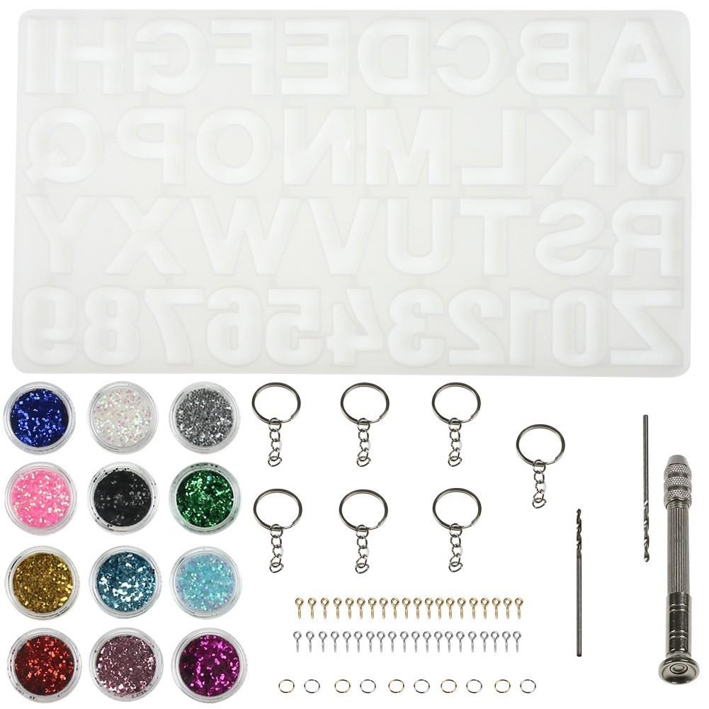 DIY Epoxy Resin Crystal Letter Silicone Set for Key Pendant Crafting