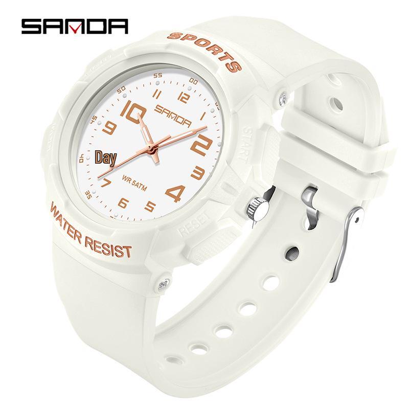 Sanda Wasserdichte Leuchtende Quarz-Armbanduhr - Einfaches Zeigerdesign für Schüler