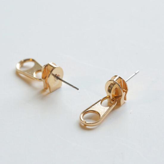 1 Pair Stud Earrings Zipper Style Lightweight Ear Studs Comfortable To Wear
