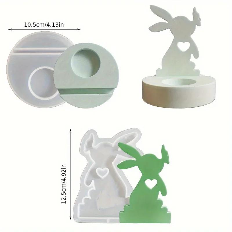 1pcs Easter Rabbit Holder Molds Silicone Candlesticks Molds for EasterCrafting