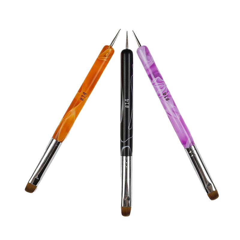 3Pcs 2 In1 Dual End Nail Art Brush Dotting Pen Manicure Tool For Gel Acrylic Nail Art Painting Dotting Tools Extension Gel Brush