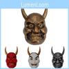 Stunning Mythical Face Mask For Halloween Decorations Resin Oni Head Design In Red White And Copper Shades