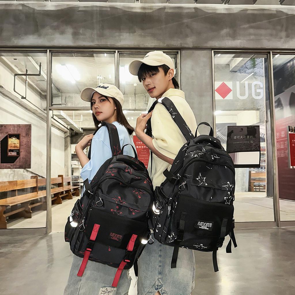 Schoolbag Junior high school student schoolbag female Korean version star printing high school student backpack large capacity casual simple 