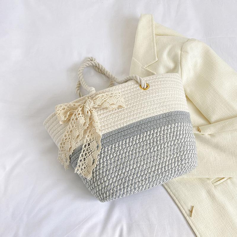 

Тканая модная шелковая сумка-тоут большой вместимости 2025 лето, нежная темпераментная сумка на плечо/подмышку, зарубежная сумка-тоут without silk scarf серый