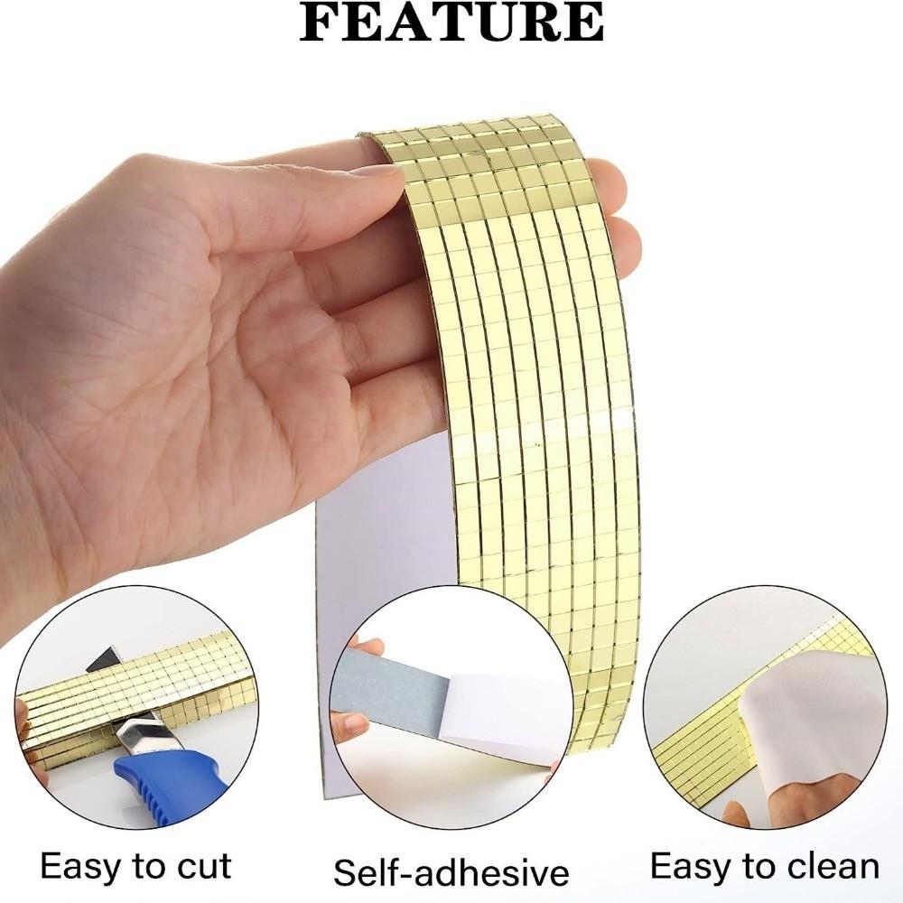 DIY Self-Adhesive Disco Ball Mirror Sticker Glass Handmade Mosaic Tiles Mirror Square Background Wall Mirror Collages Craft